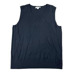 Pendleton Merino Wool Sweater Vest Black Tight Knit Size XL Classy Lightweight